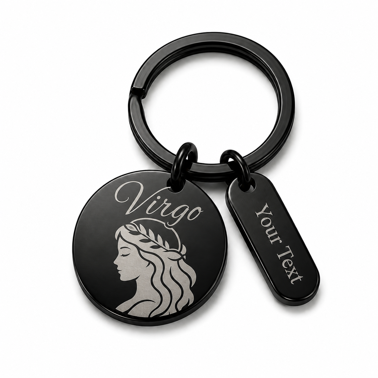 Personalised Zodiac Keyring – Black Stainless Steel Star Sign Gift