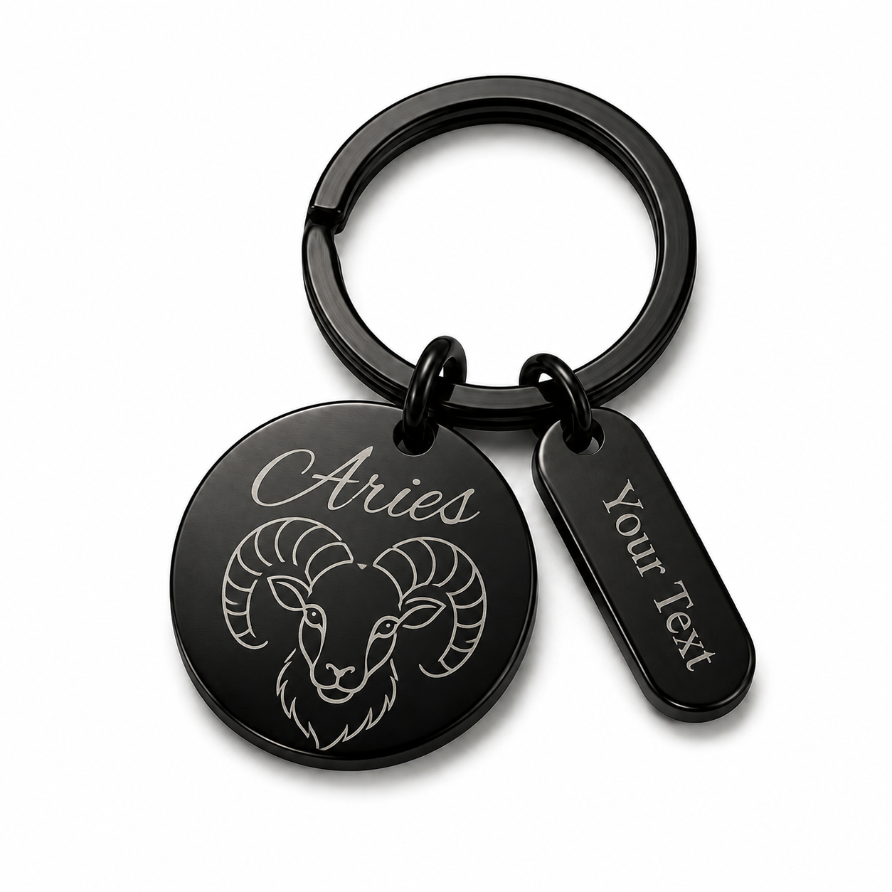 Personalised Zodiac Keyring – Black Stainless Steel Star Sign Gift