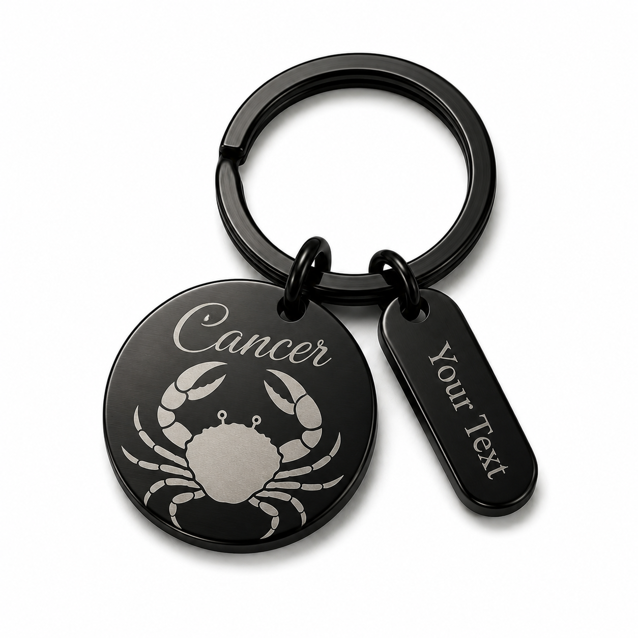 Personalised Zodiac Keyring – Black Stainless Steel Star Sign Gift