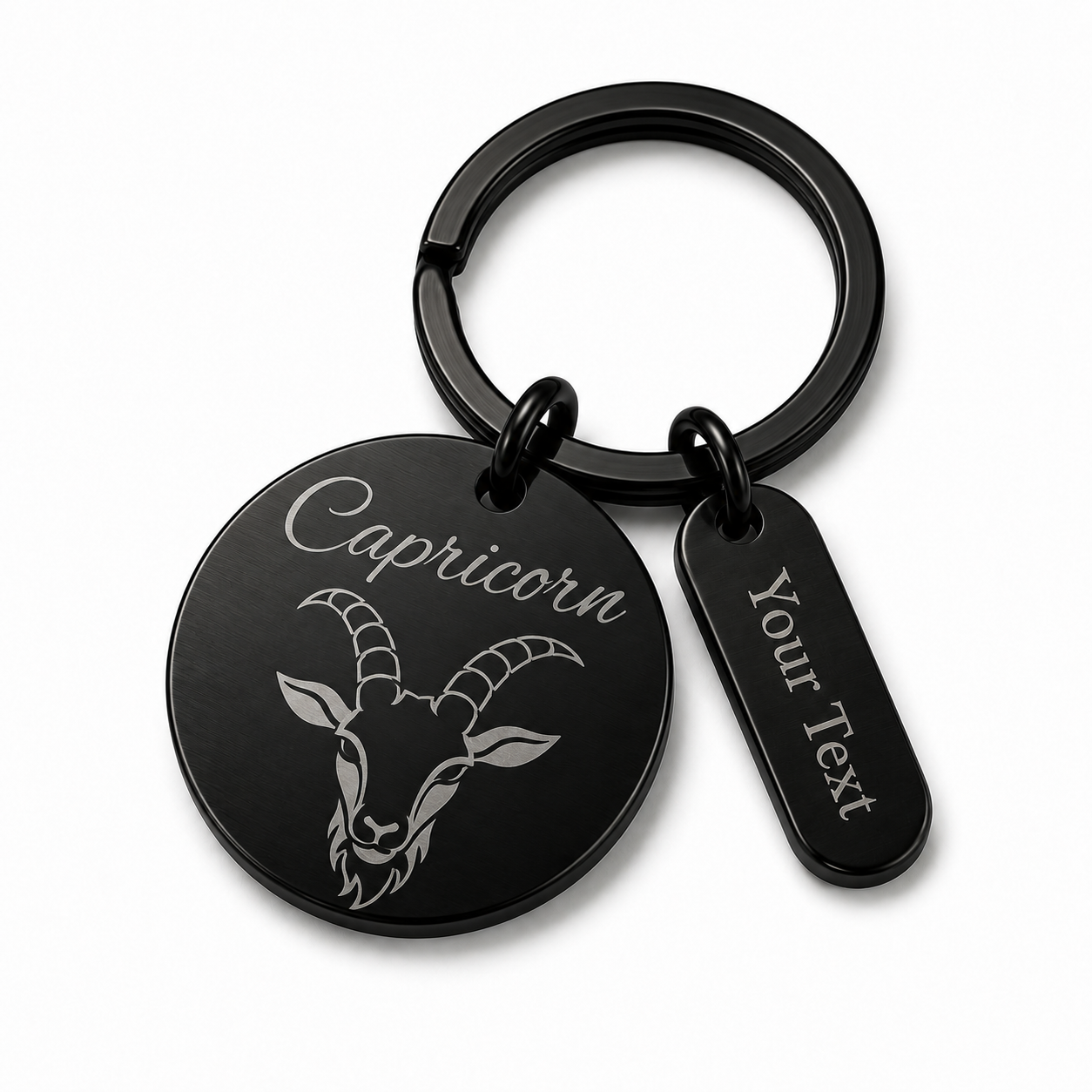 Personalised Zodiac Keyring – Black Stainless Steel Star Sign Gift