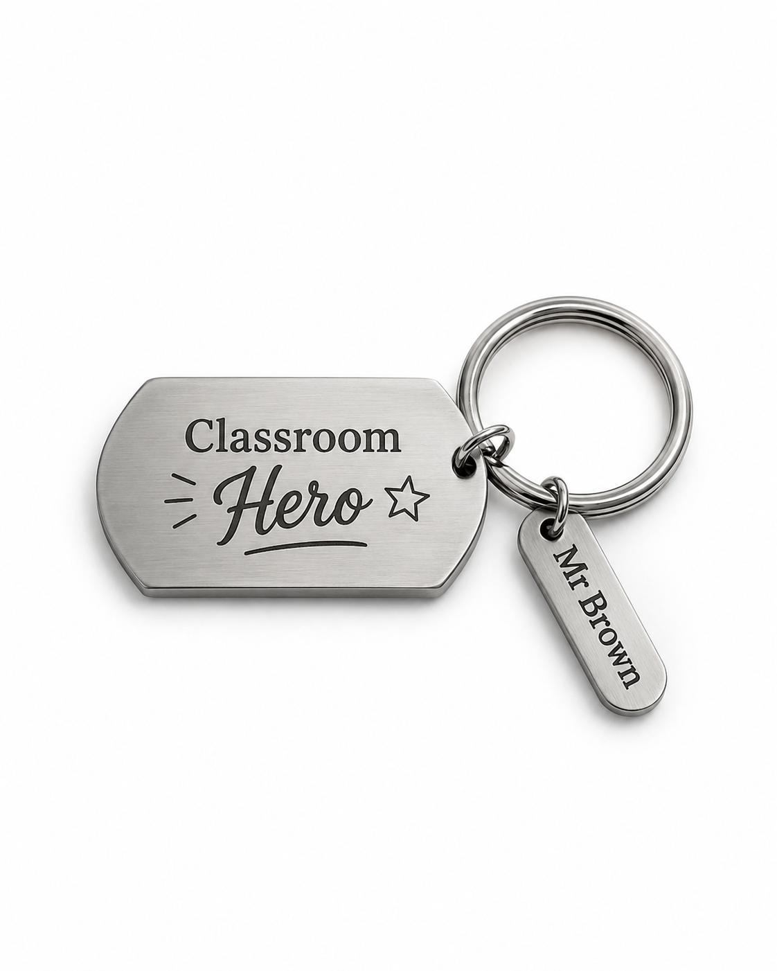 Personalised Stainless Steel Teacher Keyring – Thank You Teacher Gift