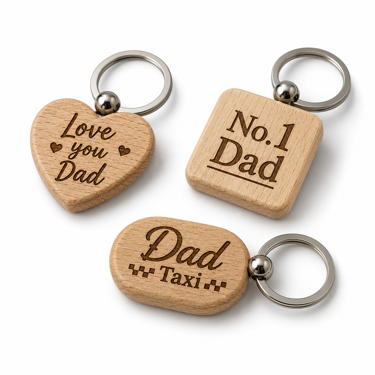 Personalised Father’s Day Wooden Keyring – Gift for Dad
