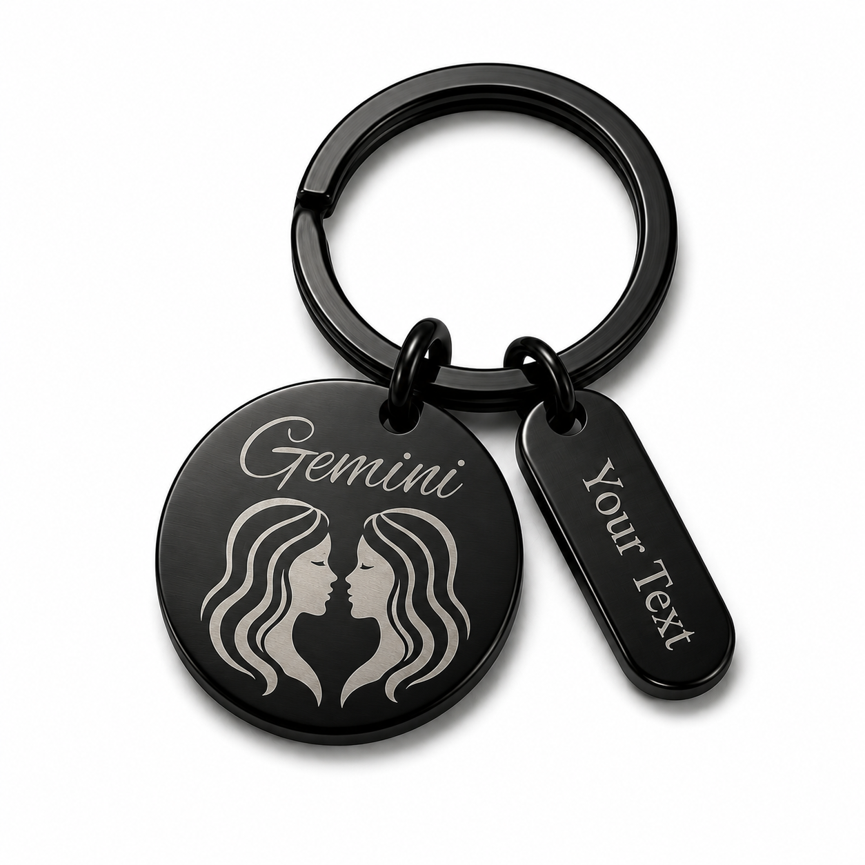 Personalised Zodiac Keyring – Black Stainless Steel Star Sign Gift