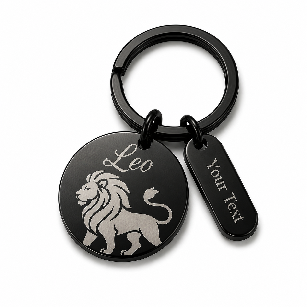 Personalised Zodiac Keyring – Black Stainless Steel Star Sign Gift