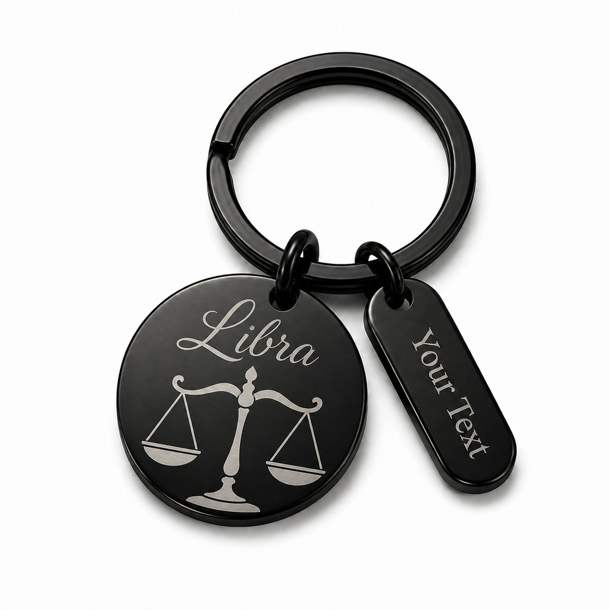 Personalised Zodiac Keyring – Black Stainless Steel Star Sign Gift