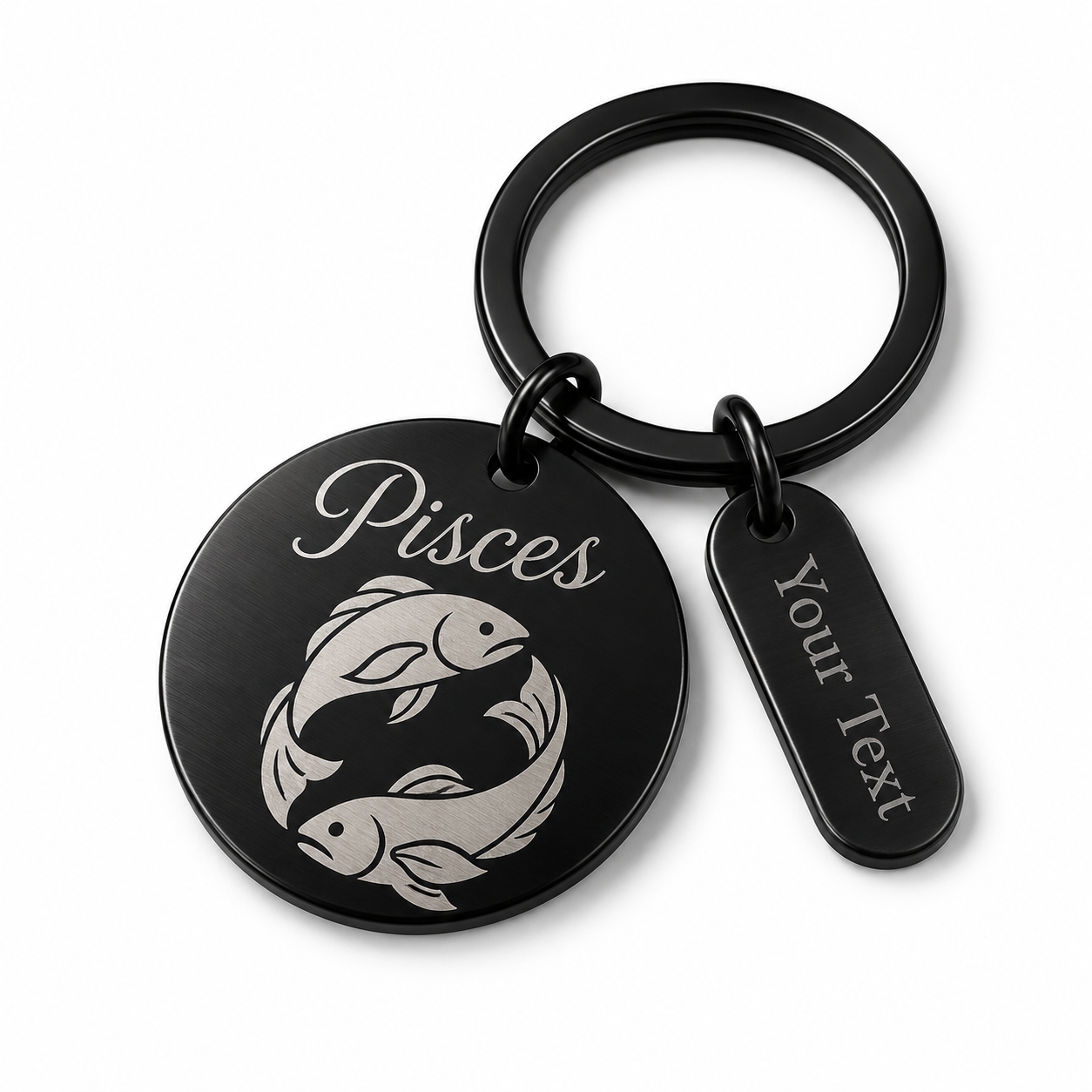 Personalised Zodiac Keyring – Black Stainless Steel Star Sign Gift