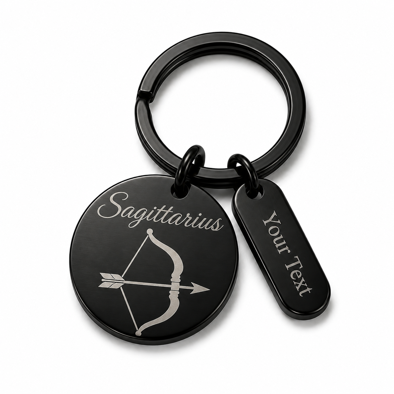 Personalised Zodiac Keyring – Black Stainless Steel Star Sign Gift