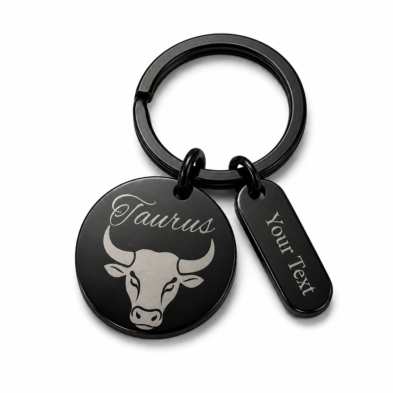 Personalised Zodiac Keyring – Black Stainless Steel Star Sign Gift