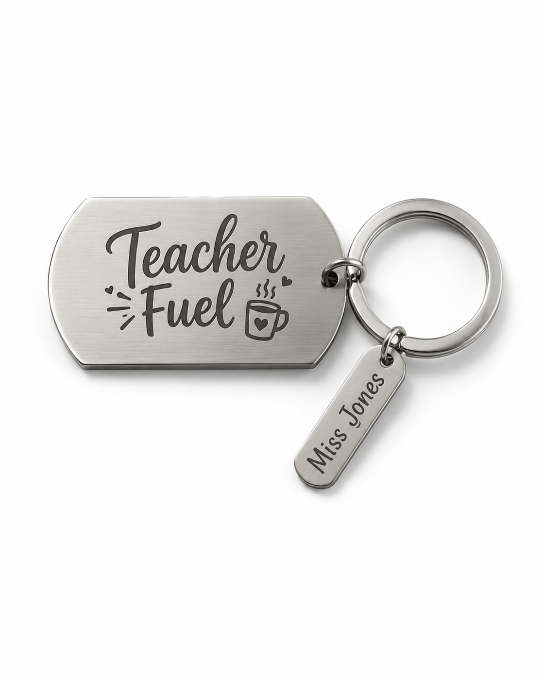 Personalised Stainless Steel Teacher Keyring – Thank You Teacher Gift