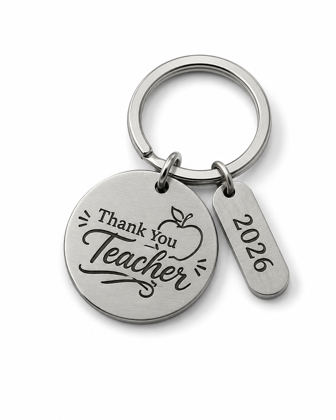 Personalised Stainless Steel Teacher Keyring – Thank You Teacher Gift