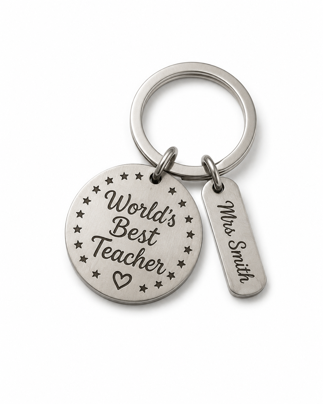 Personalised Stainless Steel Teacher Keyring – Thank You Teacher Gift