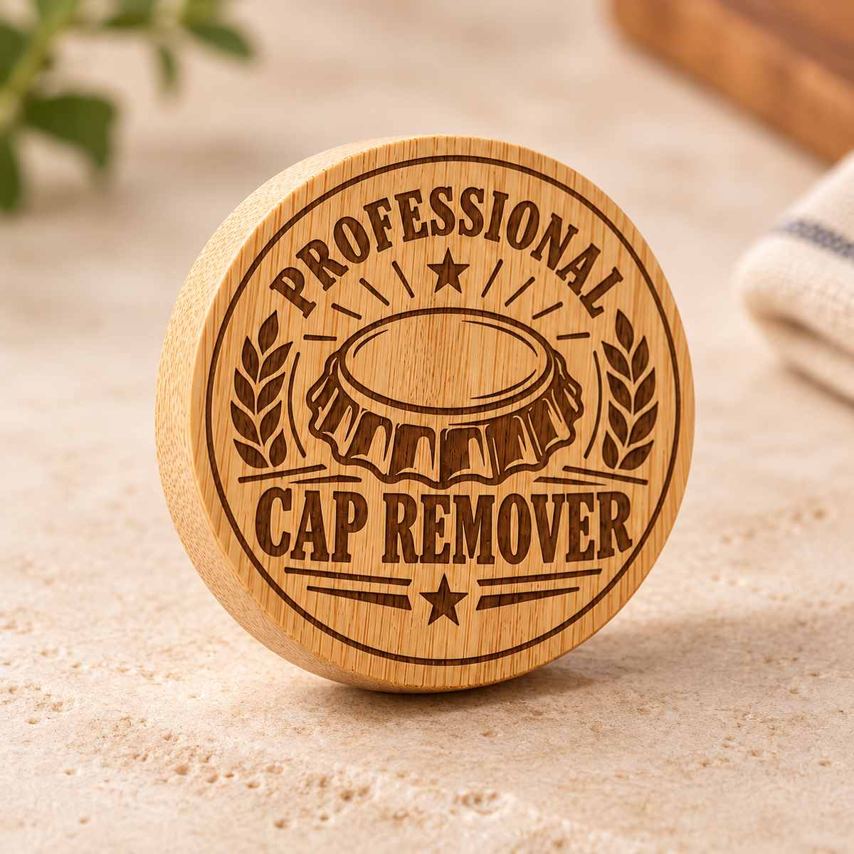 Professional Cap Remover engraved bamboo magnetic bottle opener