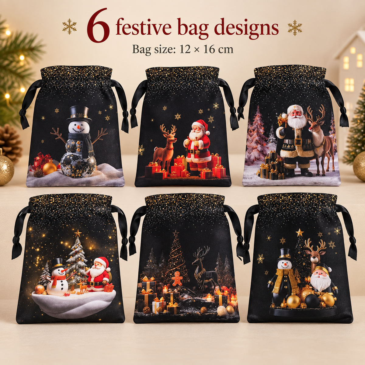 Six festive gift bag designs for the Christmas Advent Calendar
