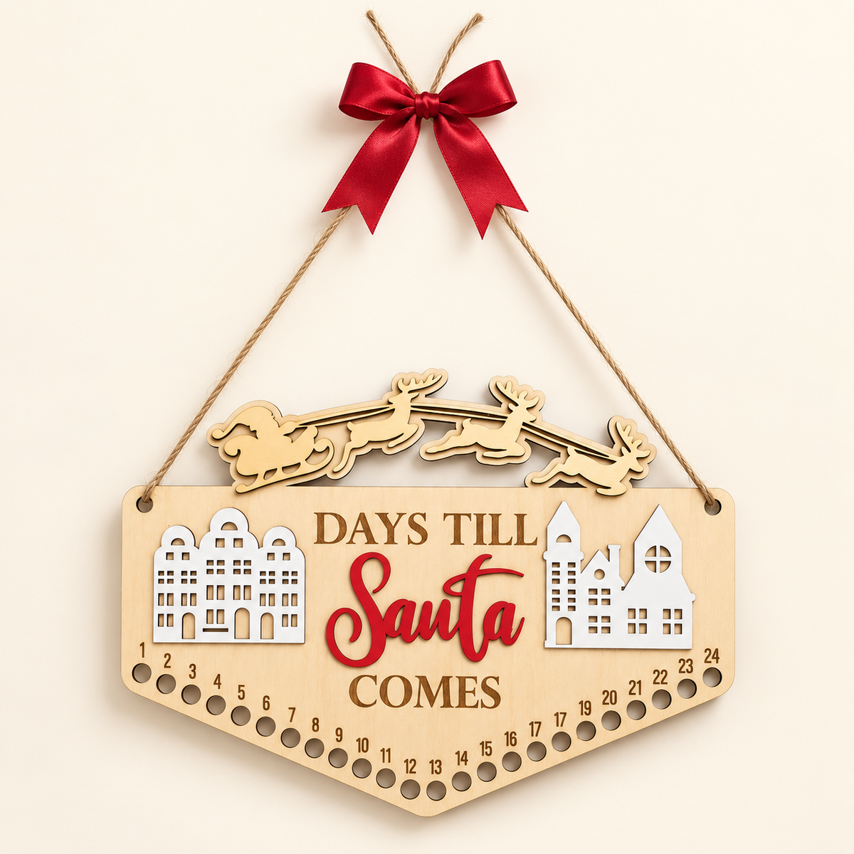 Wooden Christmas Advent Calendar sign, 30 by 21 centimetres