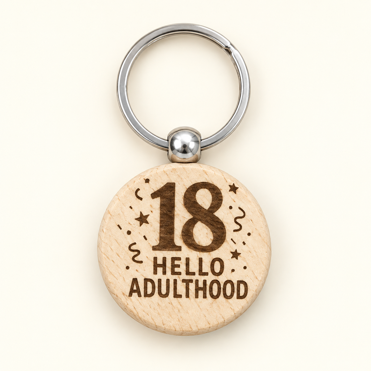 18 birthday engraved wooden keyring
