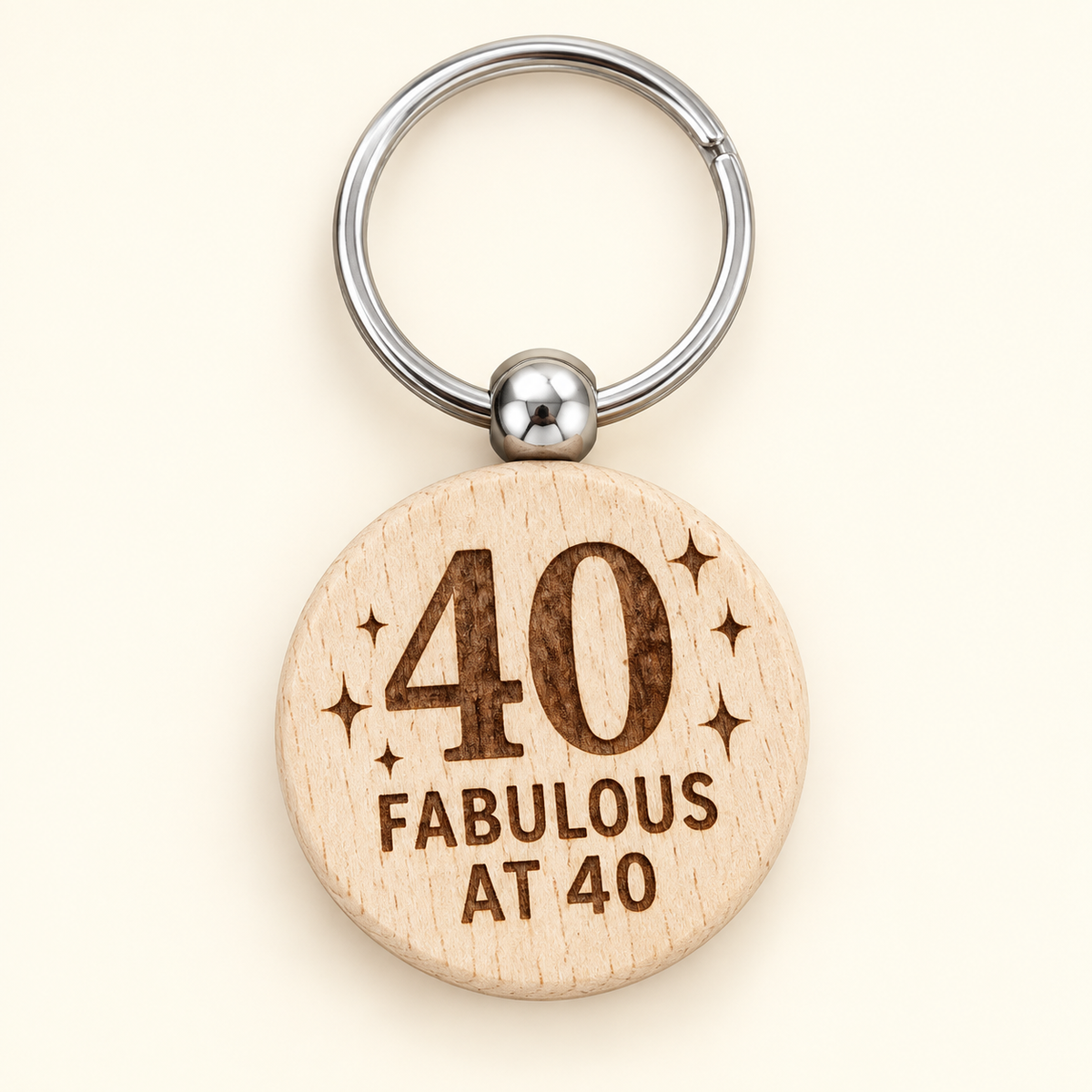 40 birthday engraved wooden keyring