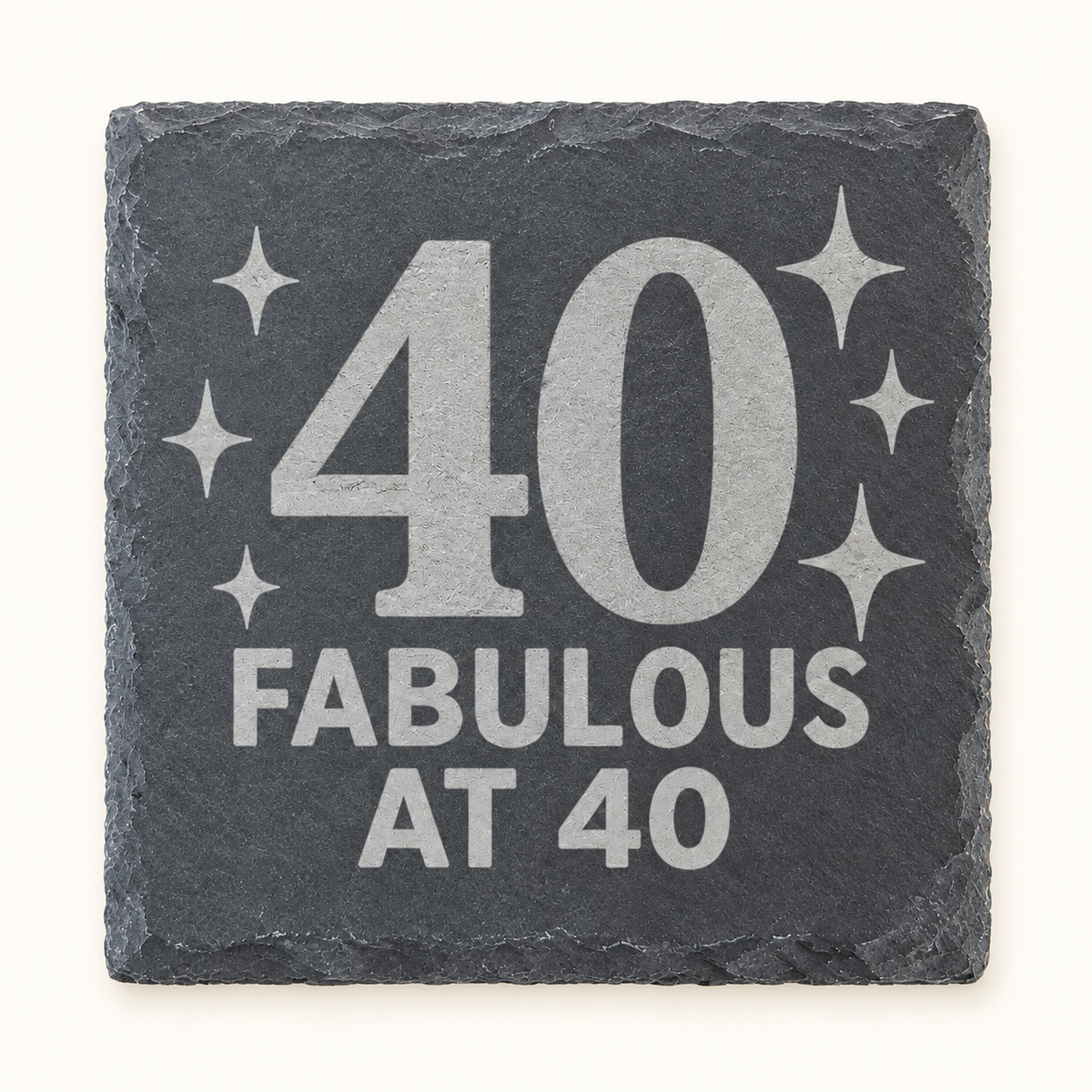 40 birthday engraved slate coaster – 10 × 10 cm
