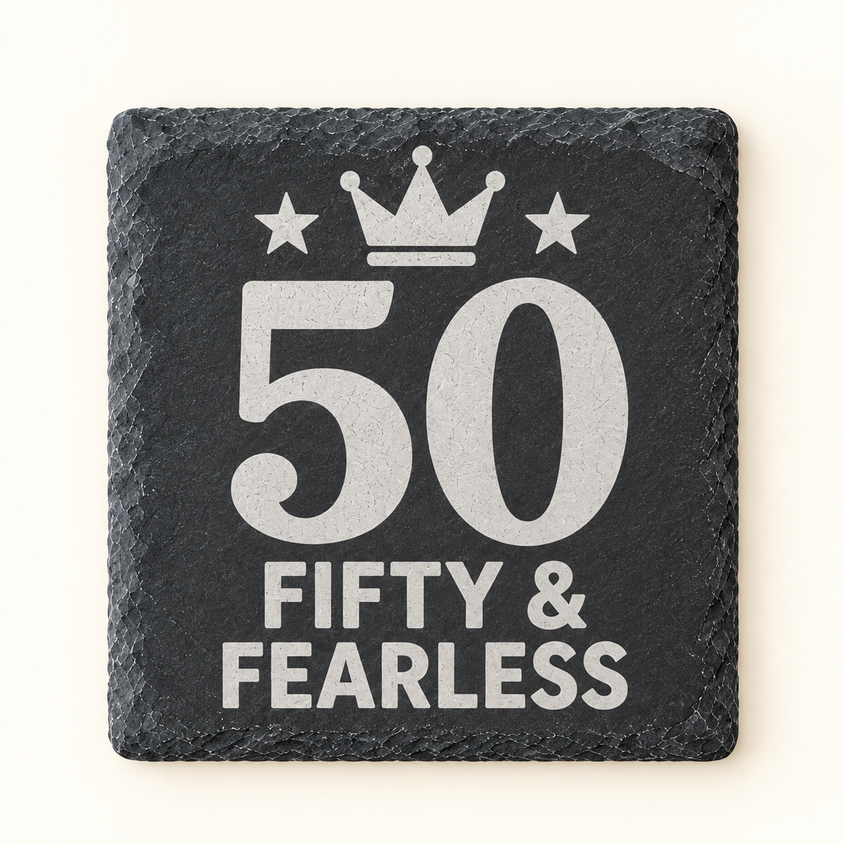 50 birthday engraved slate coaster – 10 × 10 cm