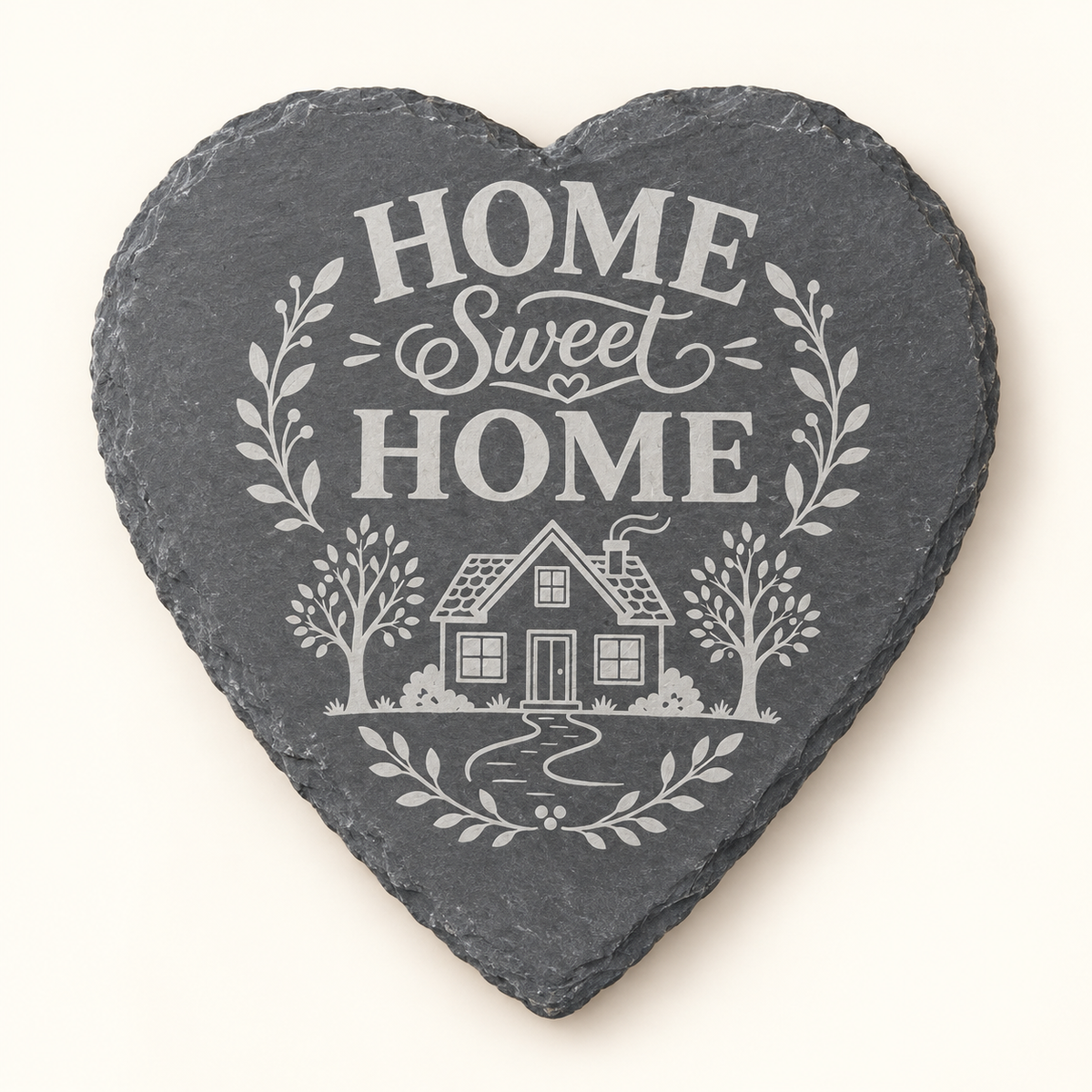 Home Sweet Home engraved heart slate coaster