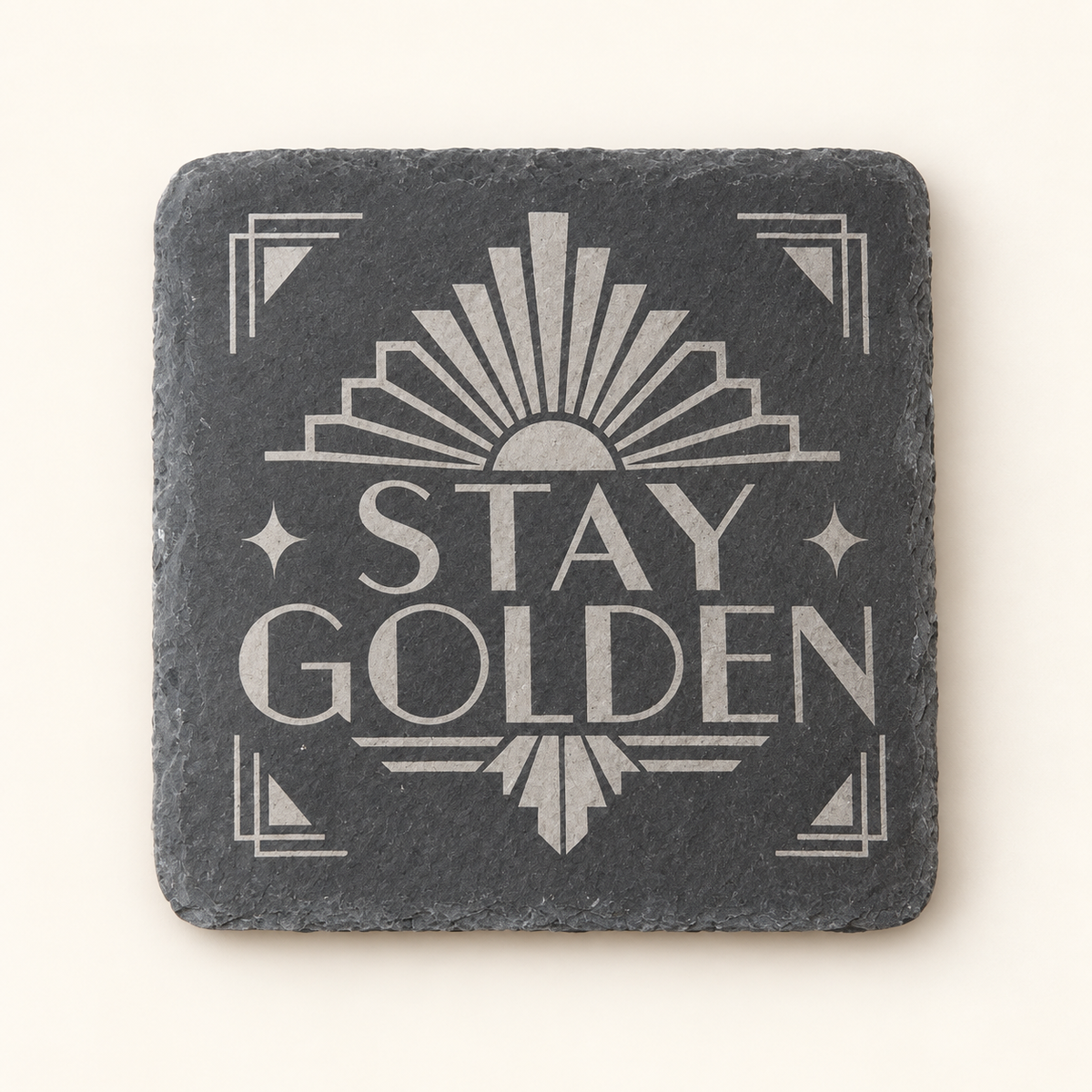 Stay Golden engraved square slate coaster