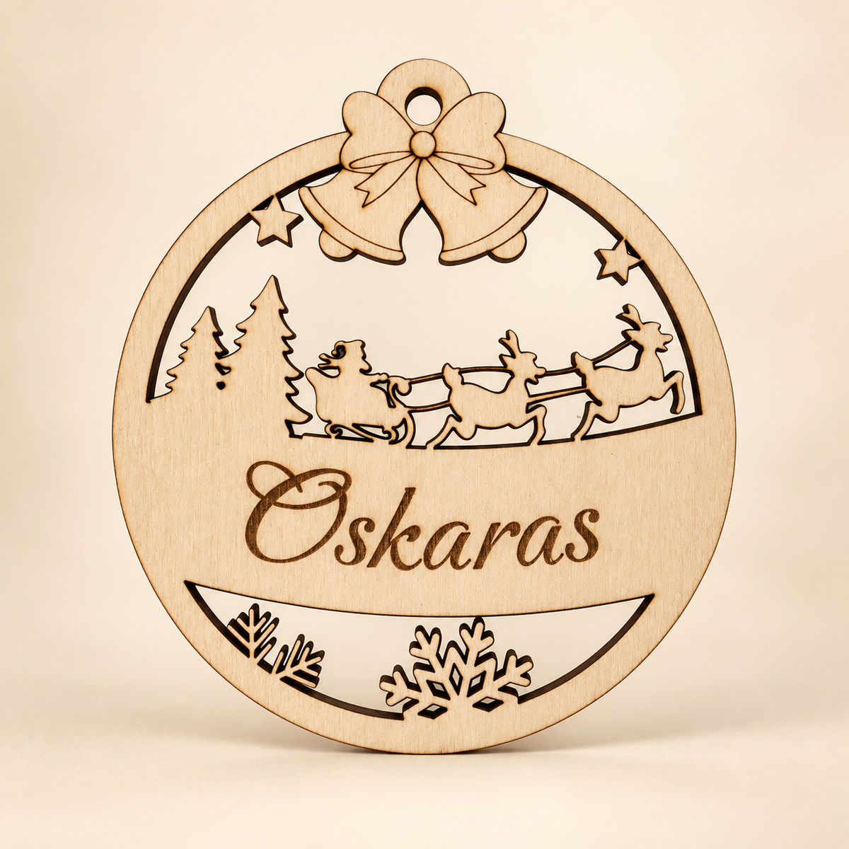 Personalised wooden Christmas ornament with custom name