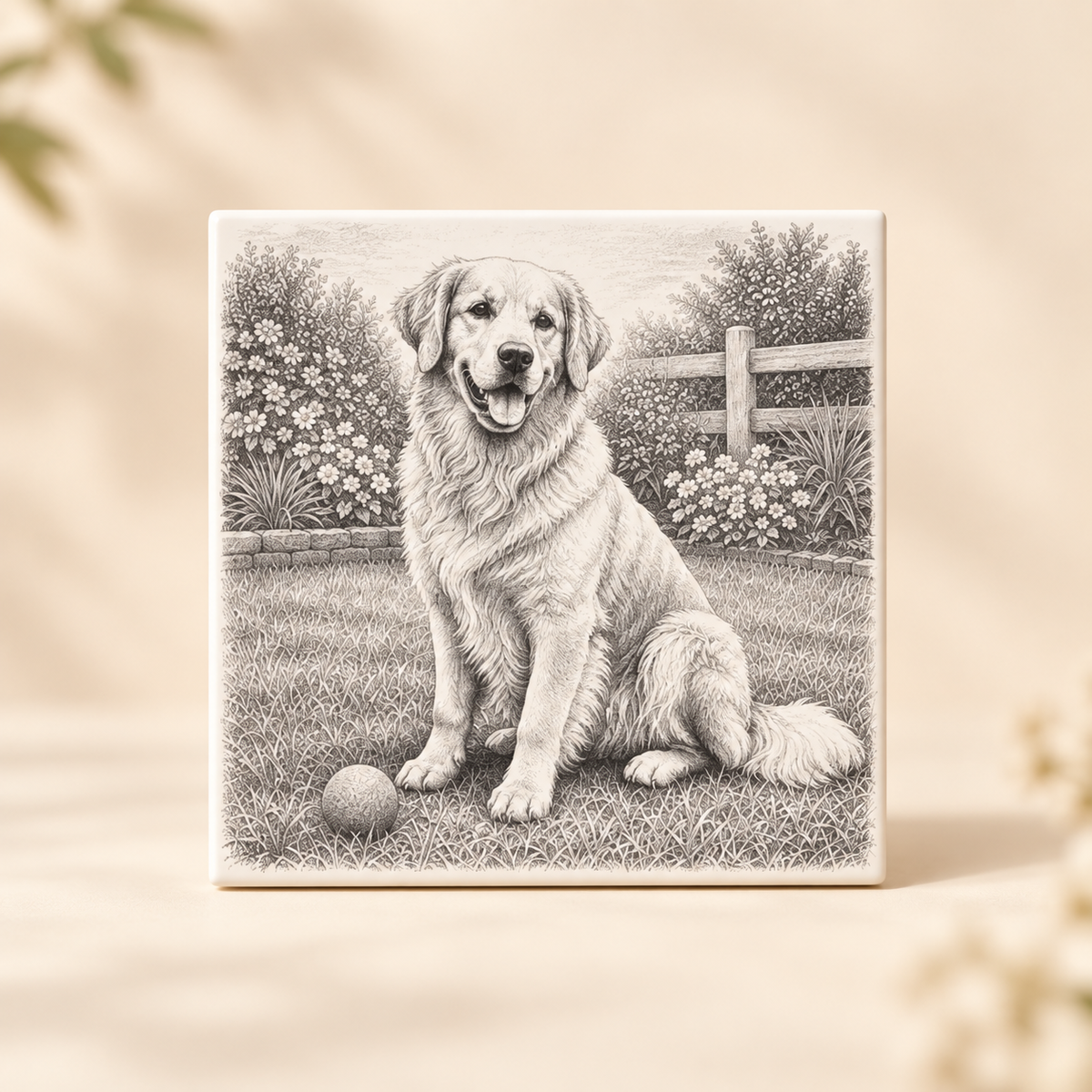 Design C golden retriever ceramic tile