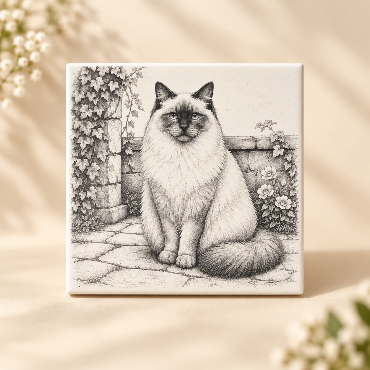 Design D Siamese cat ceramic tile