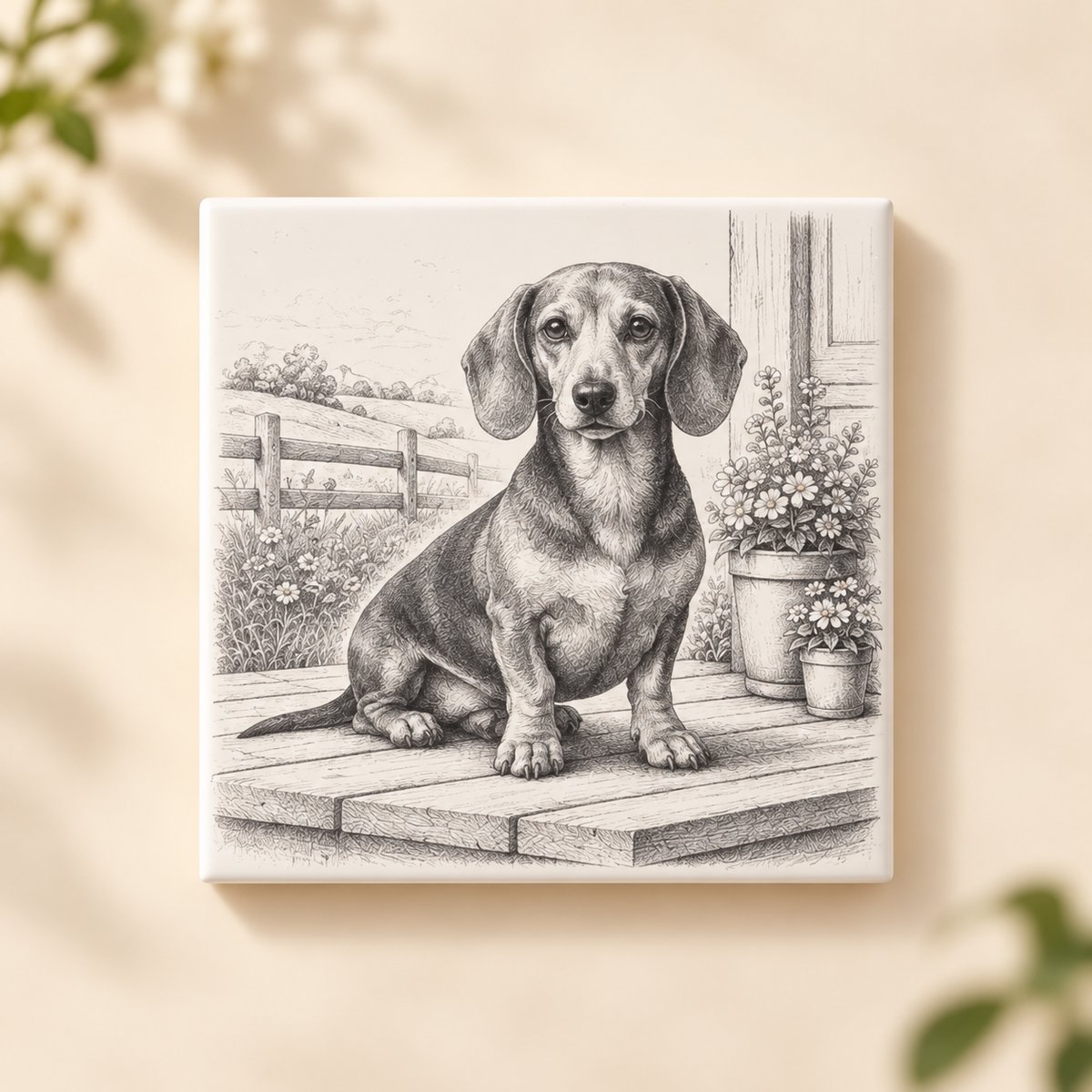 Design F dachshund ceramic tile