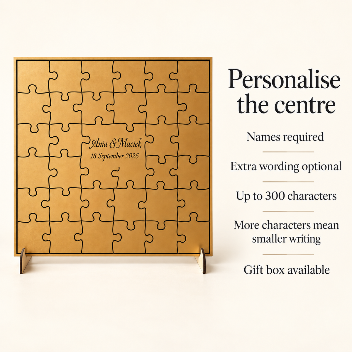 Puzzle guest book centre personalisation and gift box options