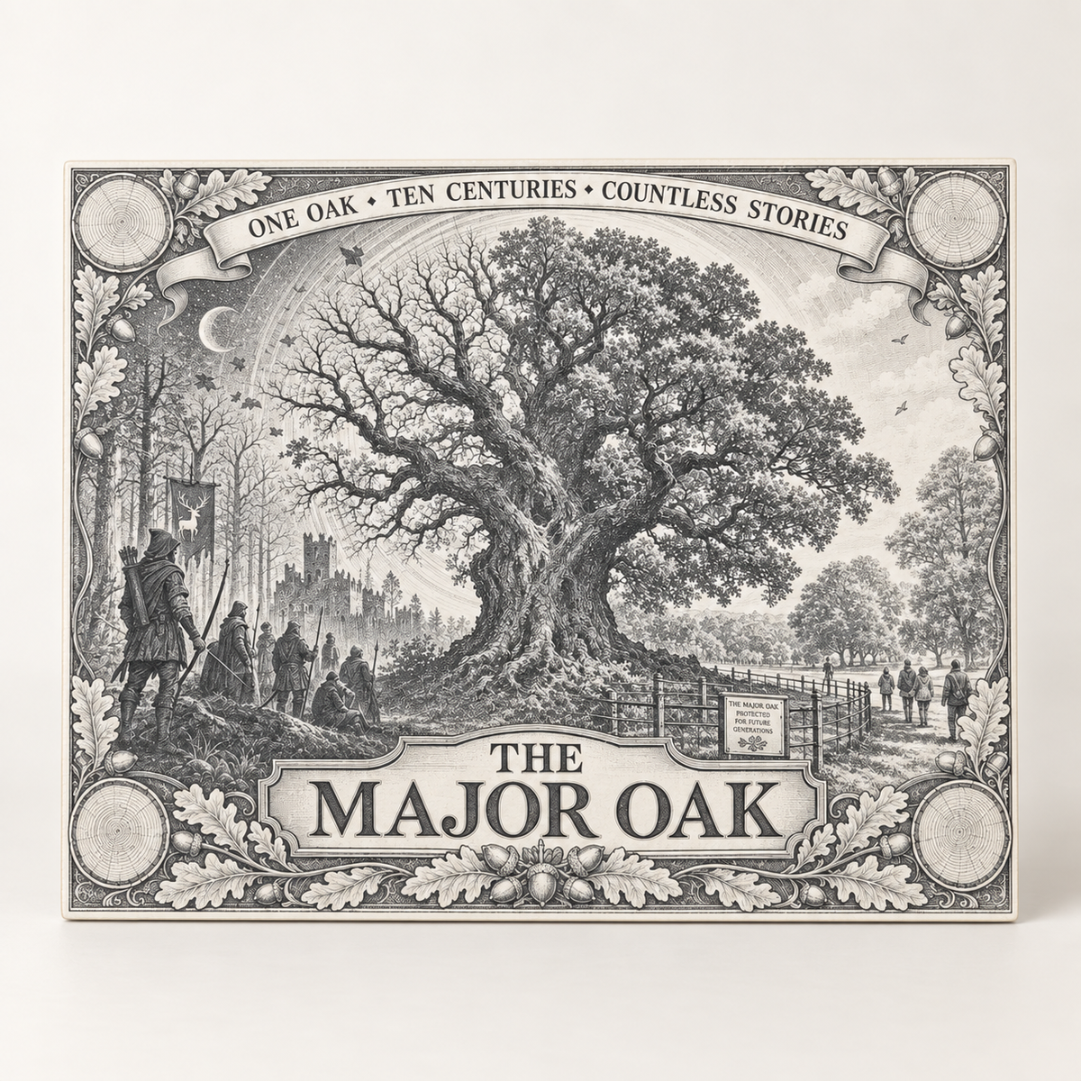 Front view of The Major Oak decorative tile in landscape format